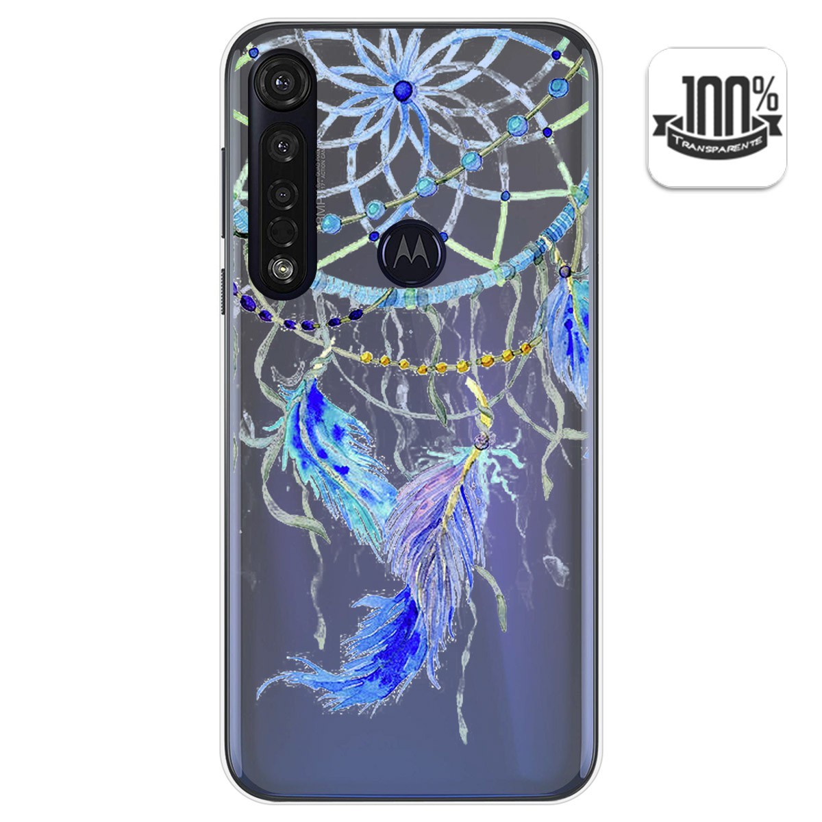 Funda Gel Transparente para Motorola Moto G8 Plus diseño Plumas Dibujos