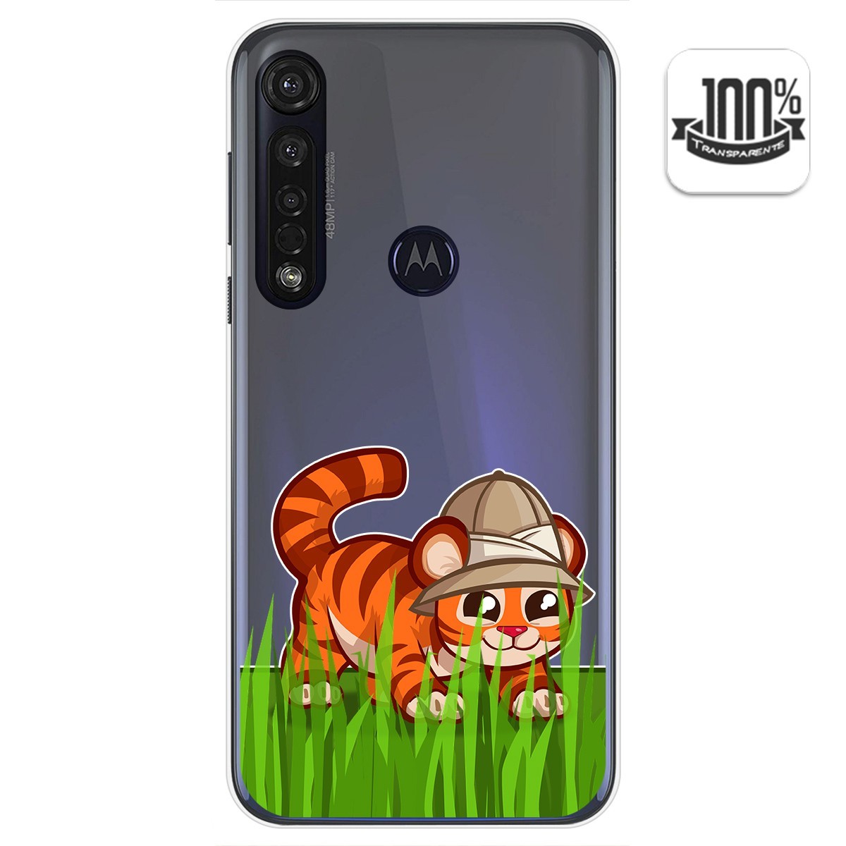 Funda Gel Transparente para Motorola Moto G8 Plus diseño Tigre Dibujos