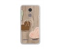 Funda Gel Tpu para Lenovo K6 4G 5" Diseño Corazones Madera Dibujos