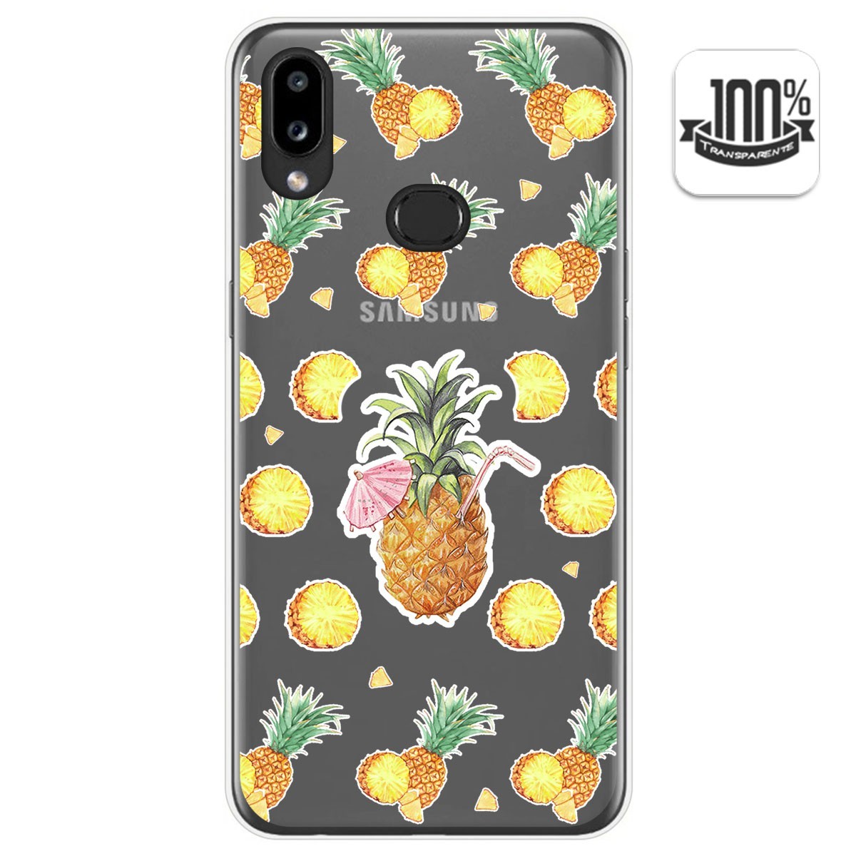 Funda Gel Transparente para Samsung Galaxy A10s diseño Piña Dibujos