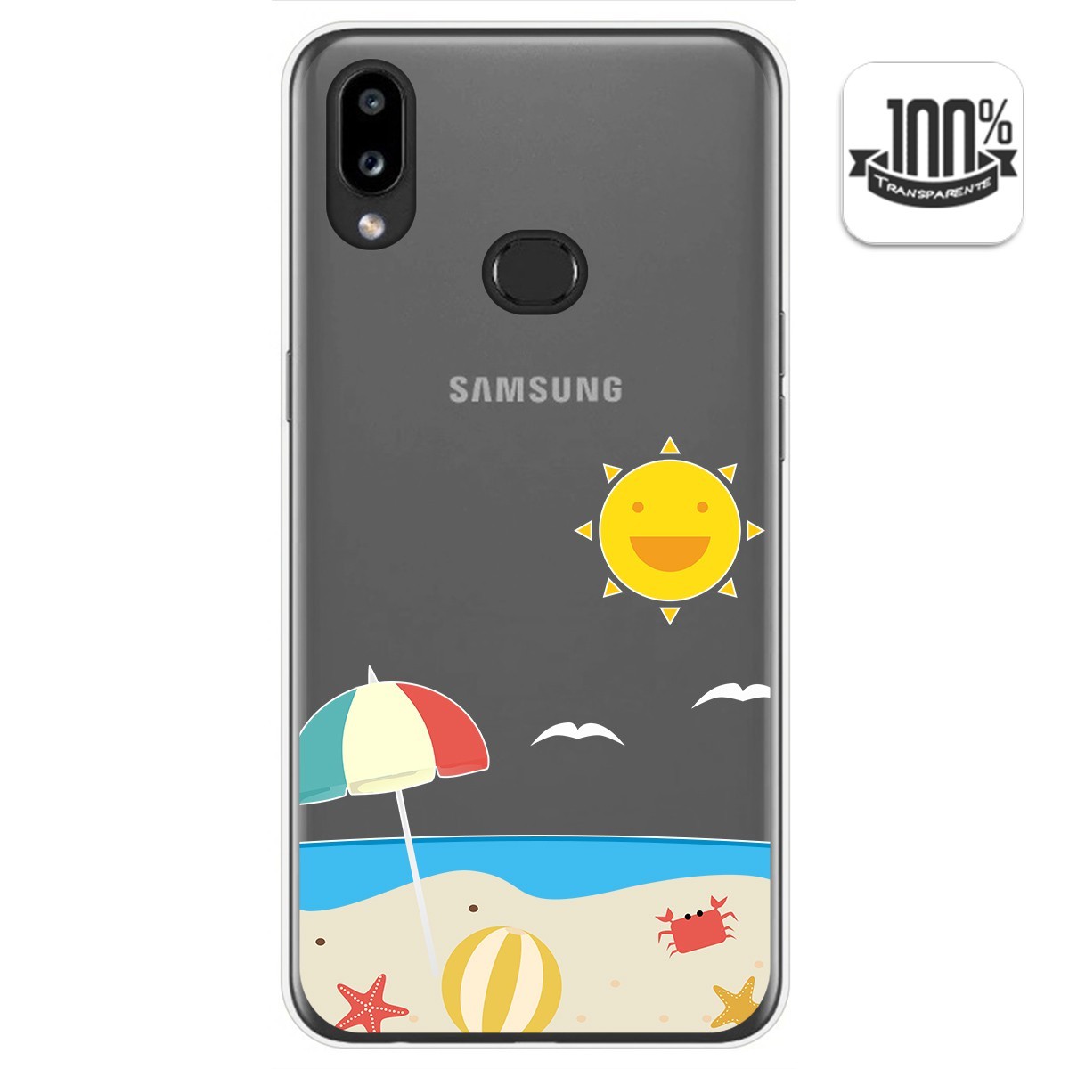 Funda Gel Transparente para Samsung Galaxy A10s diseño Playa Dibujos