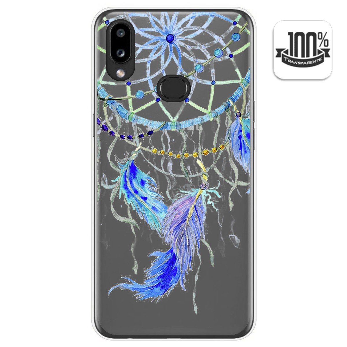 Funda Gel Transparente para Samsung Galaxy A10s diseño Plumas Dibujos
