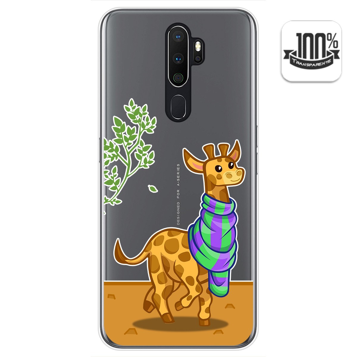 Funda Gel Transparente para Oppo A5 2020 diseño Jirafa Dibujos