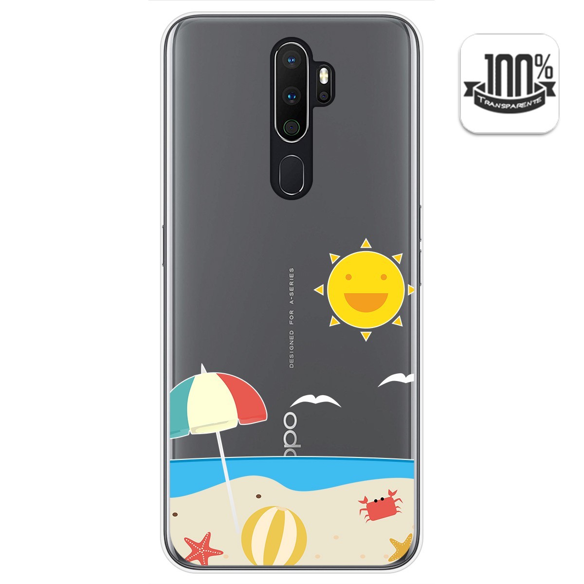 Funda Gel Transparente para Oppo A5 2020 diseño Playa Dibujos