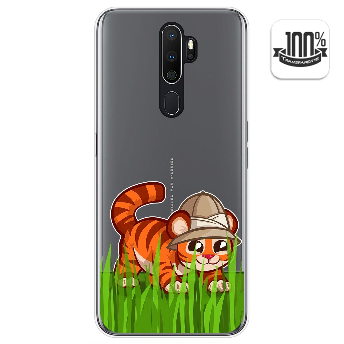 Funda Gel Transparente para Oppo A5 2020 diseño Tigre Dibujos