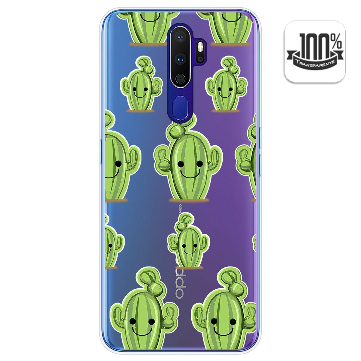 Funda Gel Transparente para Oppo A9 2020 diseño Cactus Dibujos