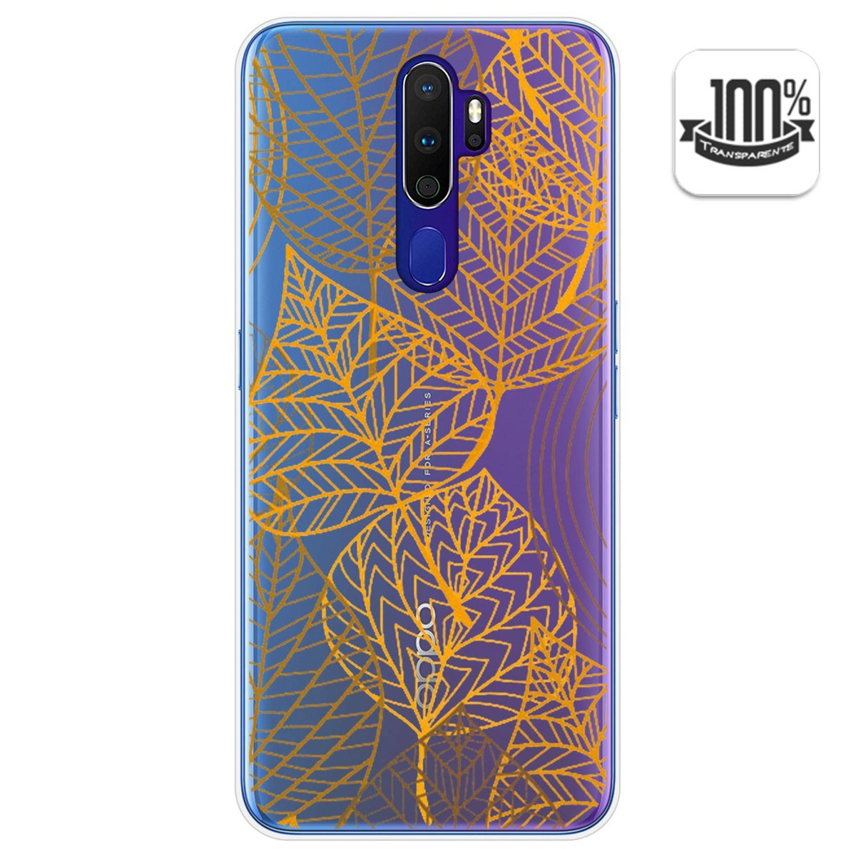 Funda Gel Transparente para Oppo A9 2020 diseño Hojas Dibujos