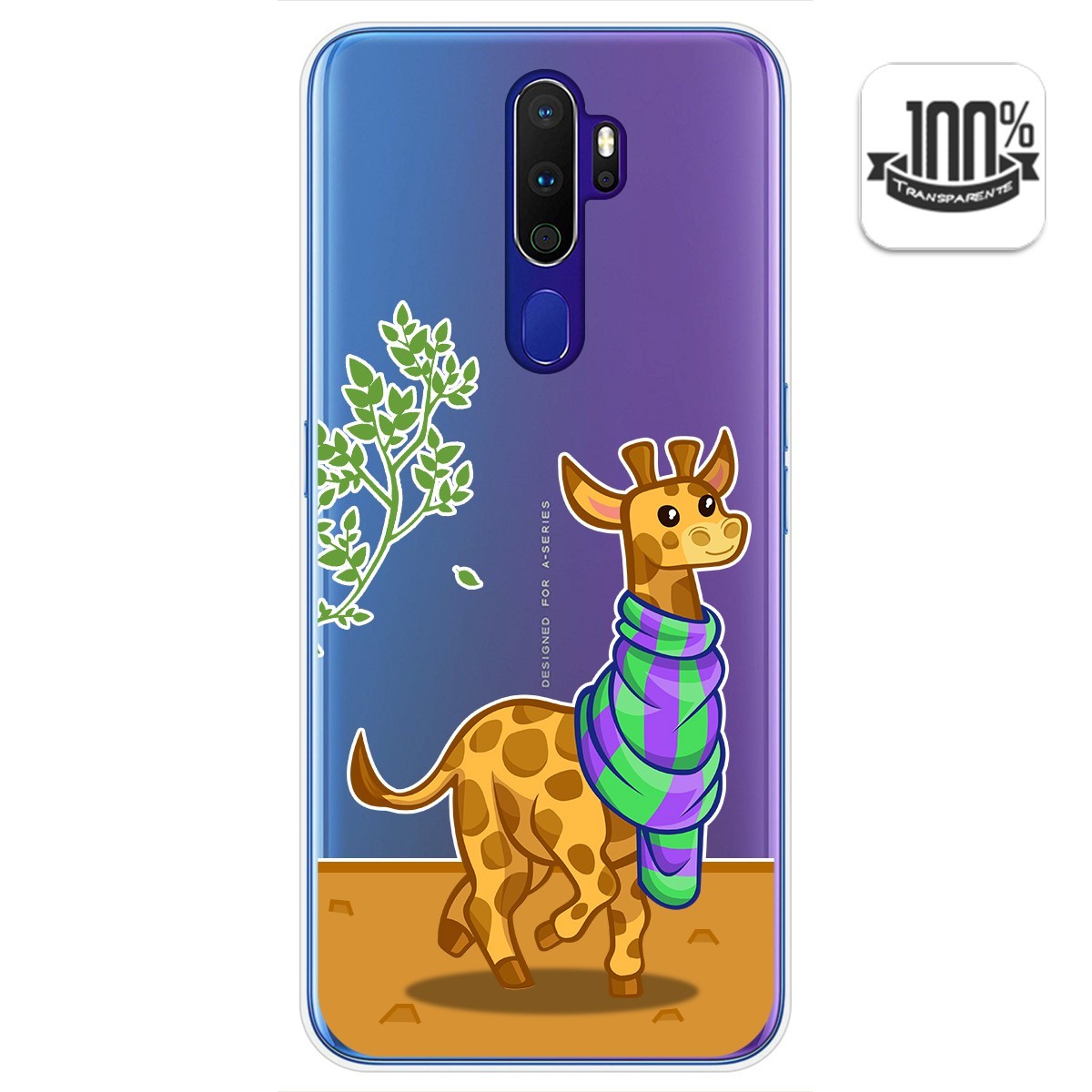Funda Gel Transparente para Oppo A9 2020 diseño Jirafa Dibujos