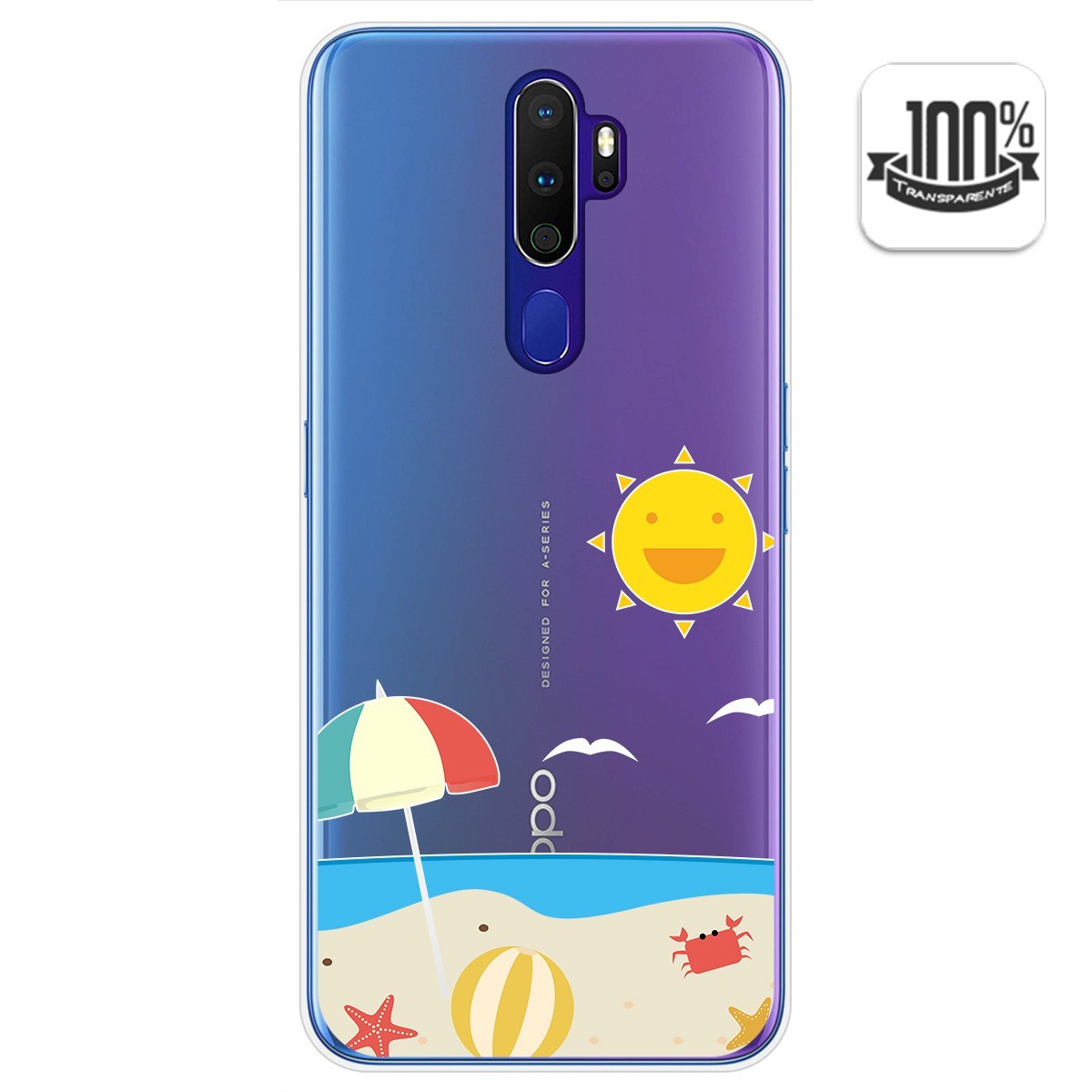 Funda Gel Transparente para Oppo A9 2020 diseño Playa Dibujos