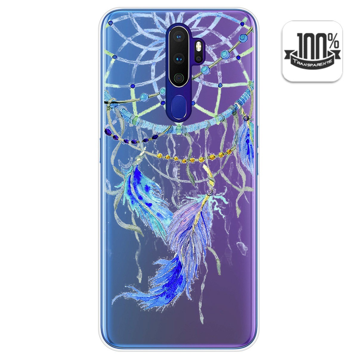 Funda Gel Transparente para Oppo A9 2020 diseño Plumas Dibujos