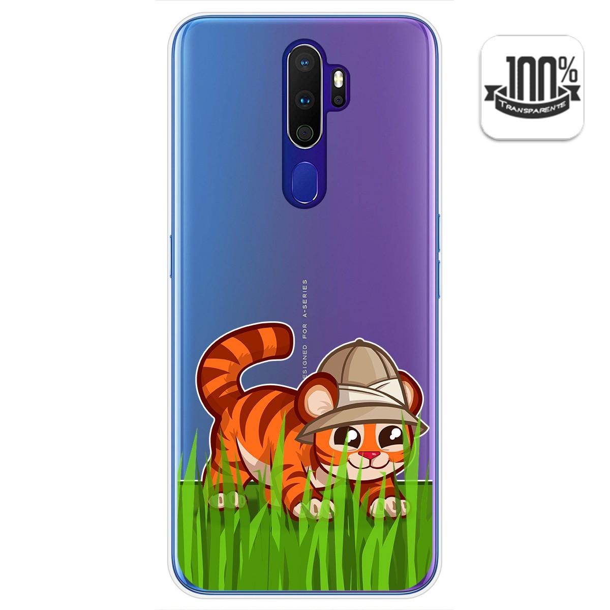 Funda Gel Transparente para Oppo A9 2020 diseño Tigre Dibujos