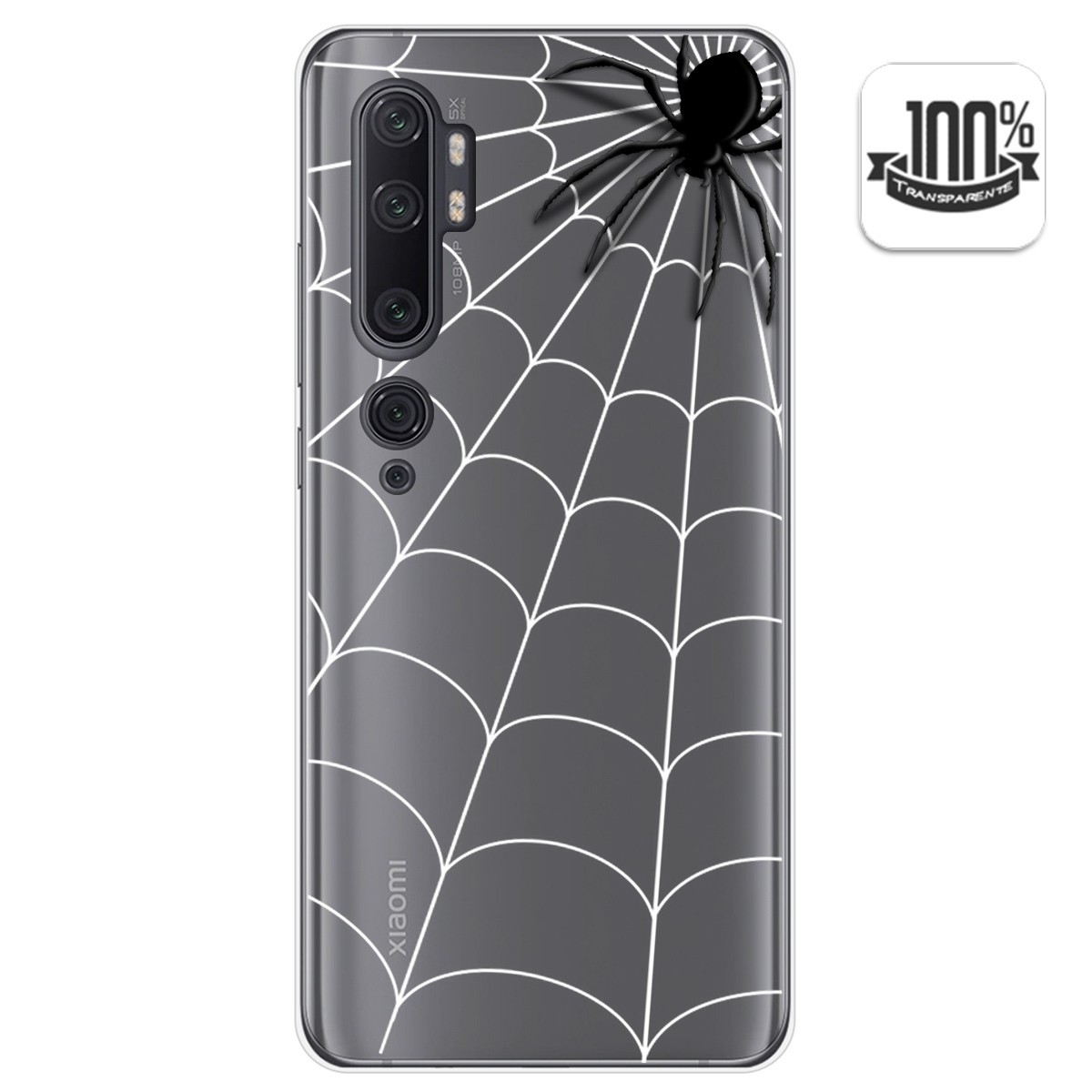 Funda Gel Transparente para Xiaomi Mi Note 10 diseño Araña Dibujos