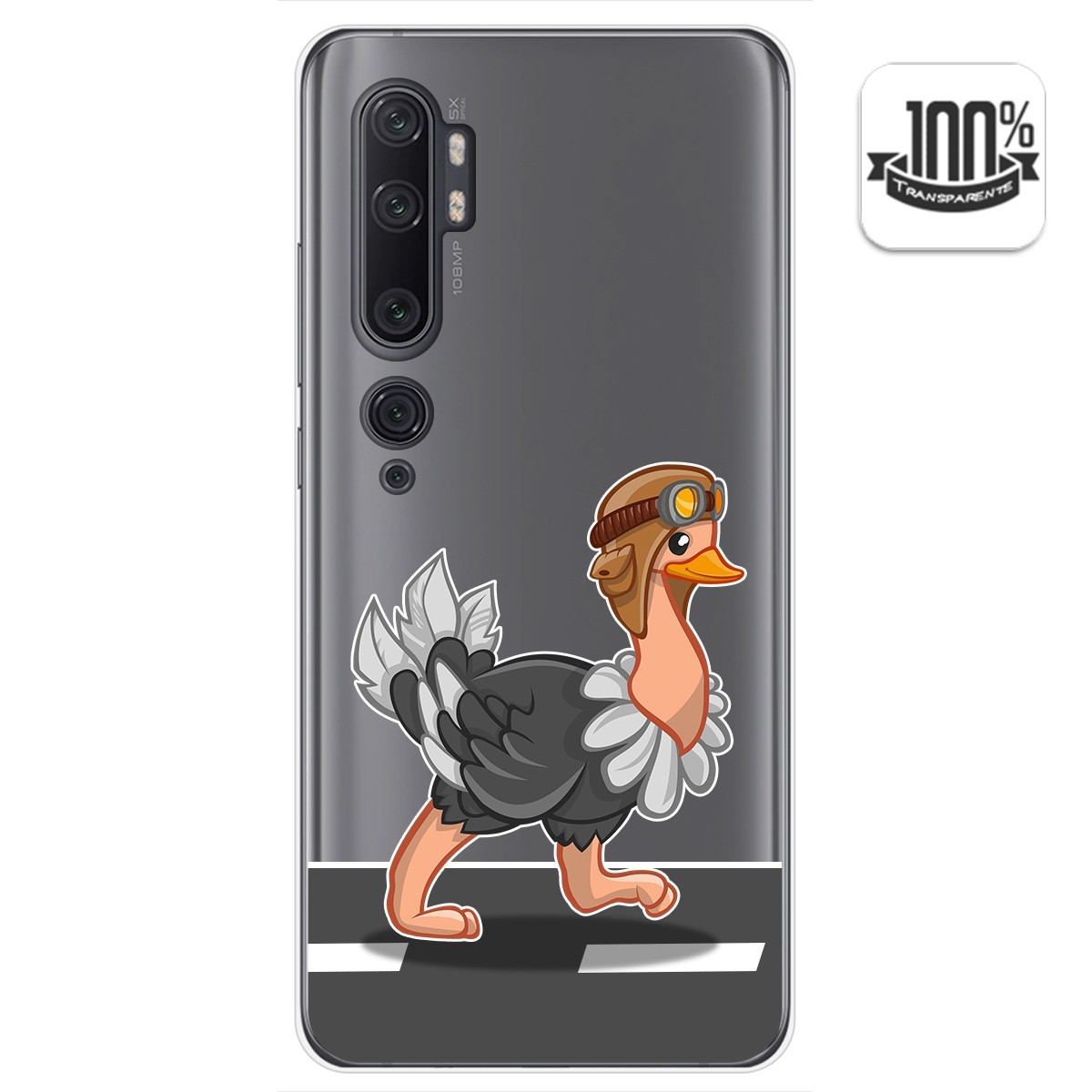 Funda Gel Transparente para Xiaomi Mi Note 10 diseño Avestruz Dibujos
