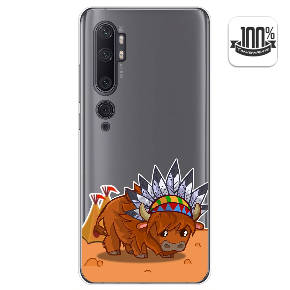 Funda Gel Transparente para Xiaomi Mi Note 10 diseño Bufalo Dibujos