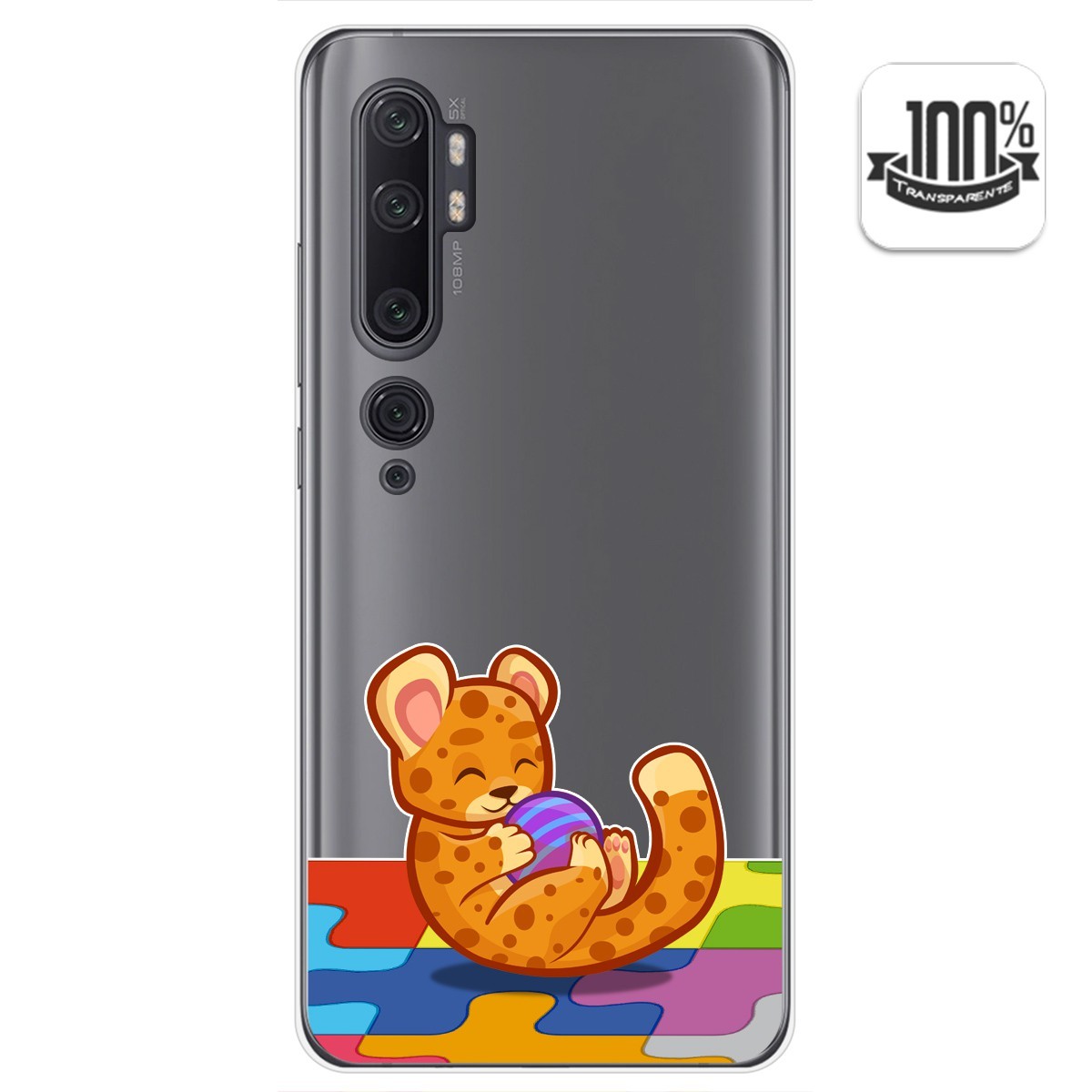 Funda Gel Transparente para Xiaomi Mi Note 10 diseño Leopardo Dibujos