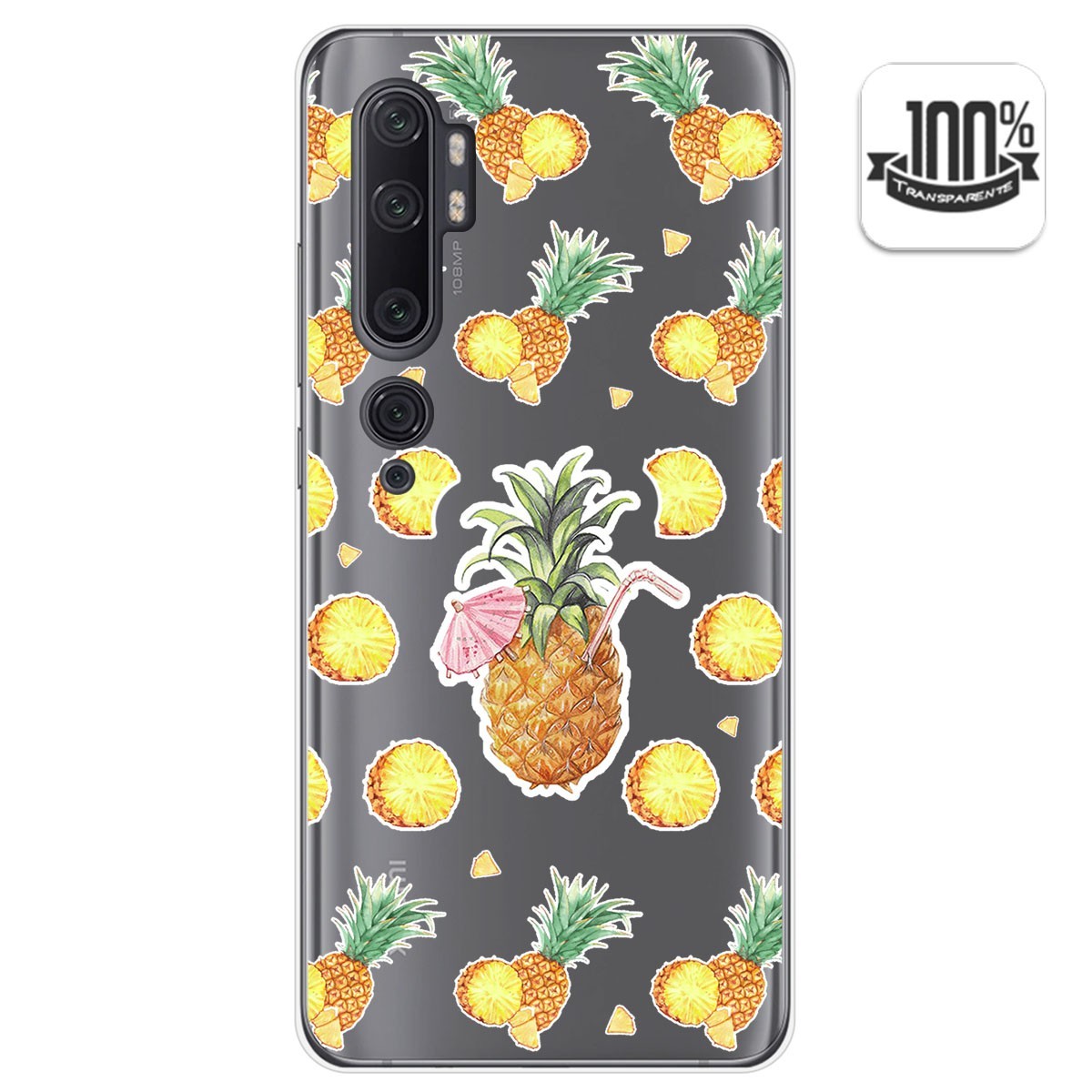 Funda Gel Transparente para Xiaomi Mi Note 10 diseño Piña Dibujos