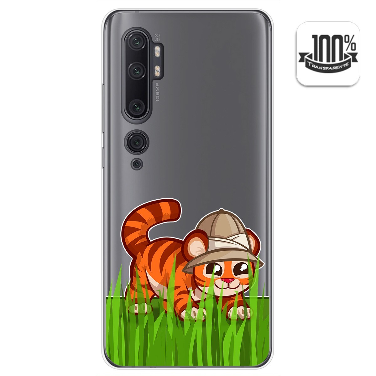 Funda Gel Transparente para Xiaomi Mi Note 10 diseño Tigre Dibujos
