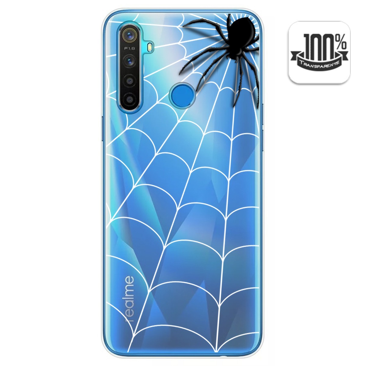 Funda Gel Transparente para Realme 5 / 5s / 5i / 6i diseño Araña Dibujos