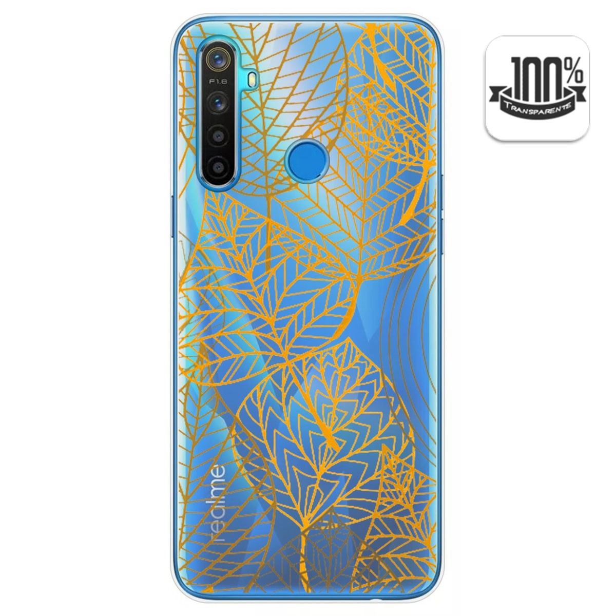 Funda Gel Transparente para Realme 5 / 5s / 5i / 6i diseño Hojas Dibujos
