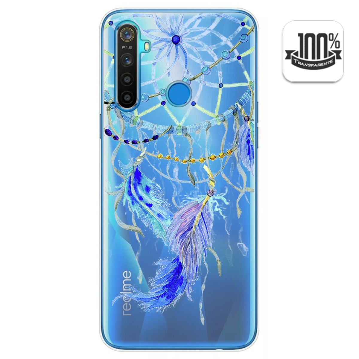 Funda Gel Transparente para Realme 5 / 5s / 5i / 6i diseño Plumas Dibujos