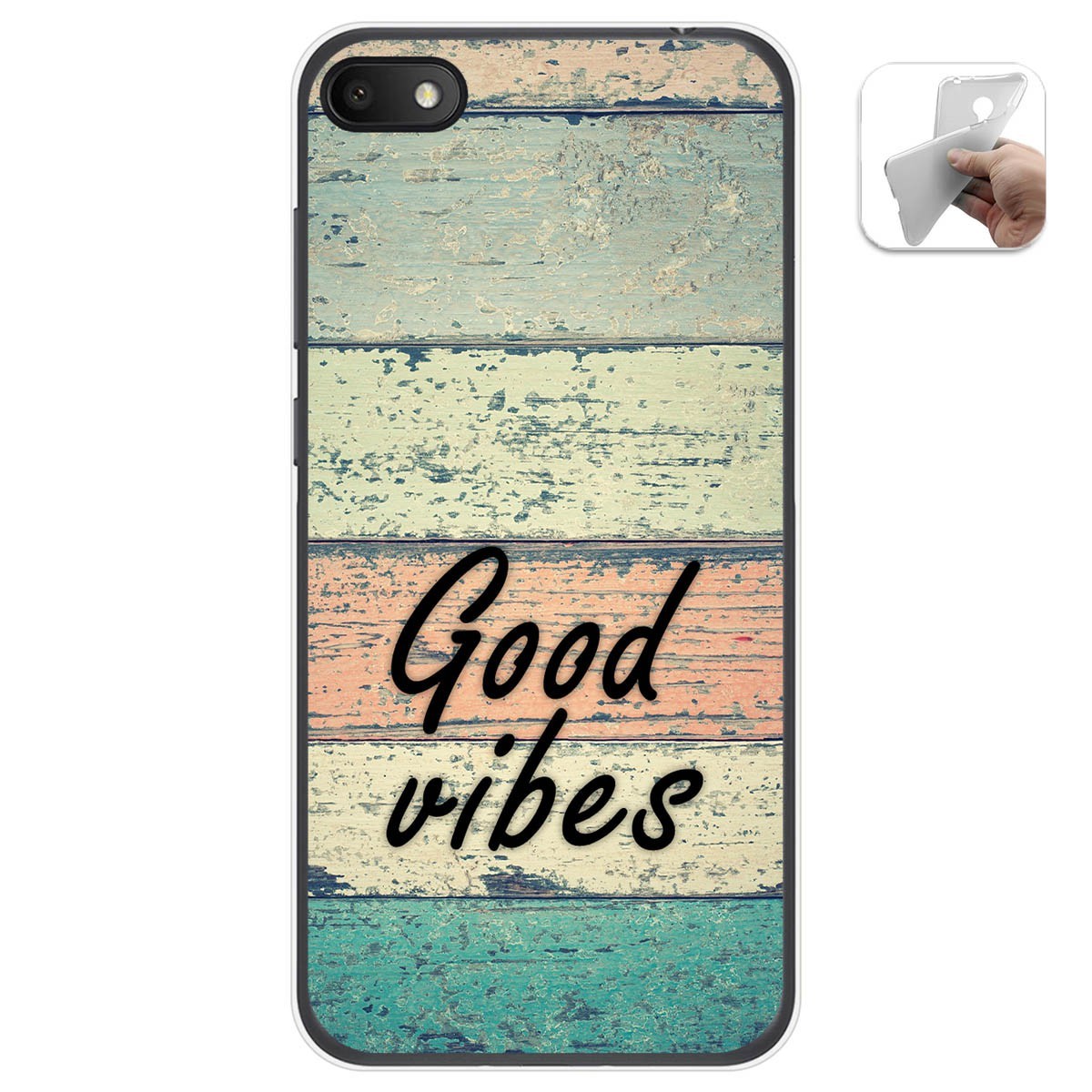 Funda Gel Tpu para Alcatel 1V 2019 diseño Madera 01 Dibujos