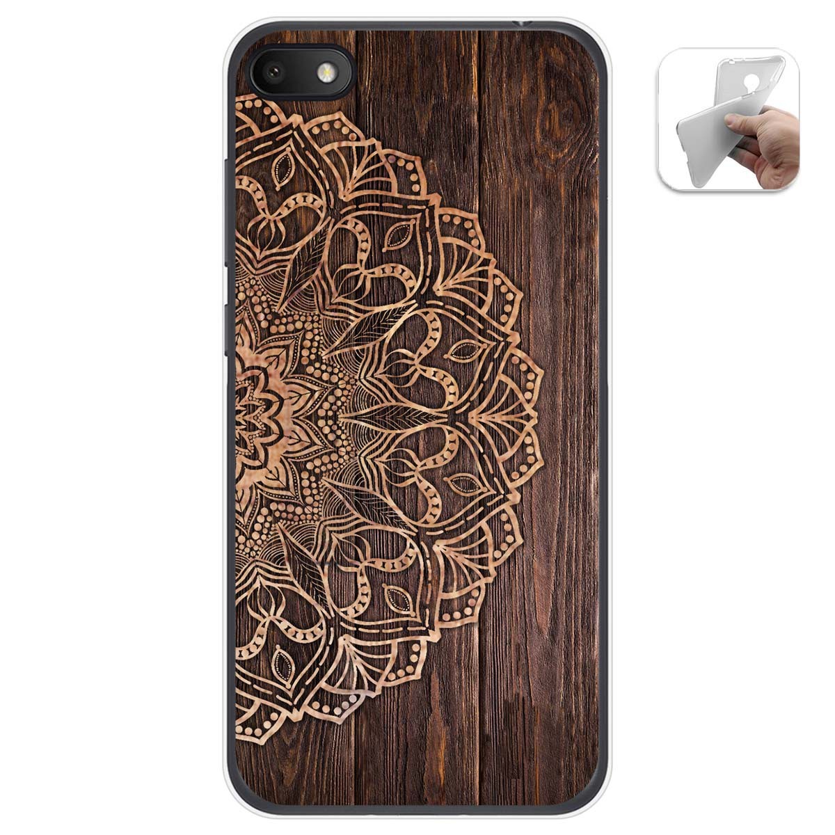 Funda Gel Tpu para Alcatel 1V 2019 diseño Madera 06 Dibujos
