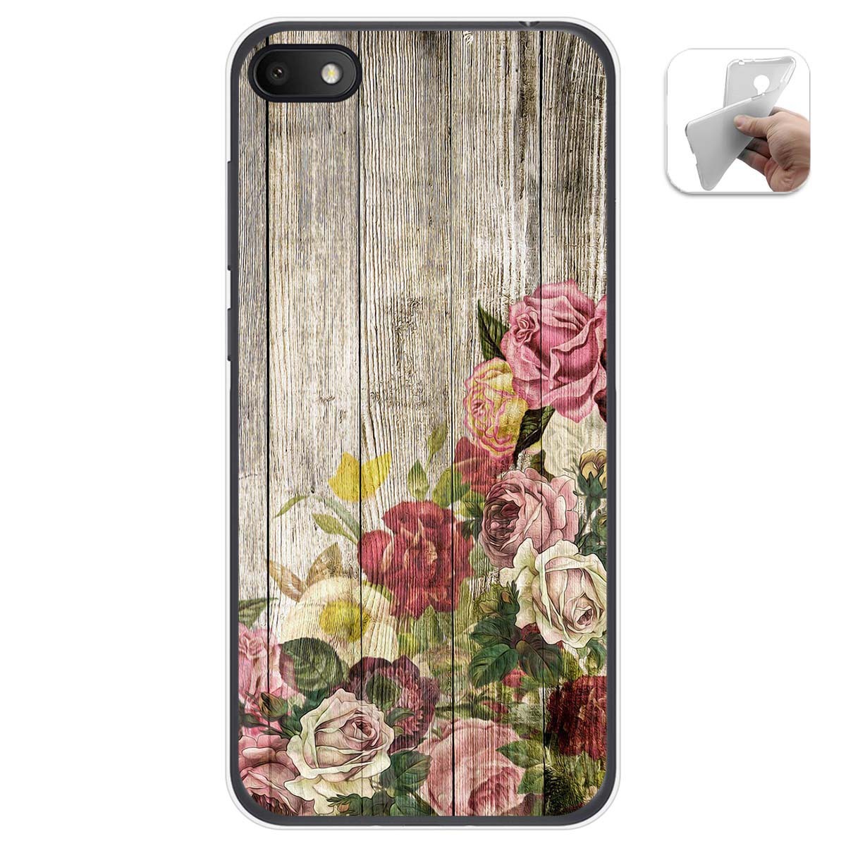 Funda Gel Tpu para Alcatel 1V 2019 diseño Madera 08 Dibujos