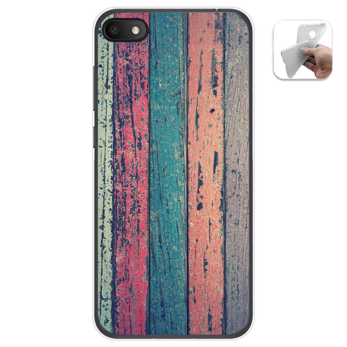 Funda Gel Tpu para Alcatel 1V 2019 diseño Madera 10 Dibujos