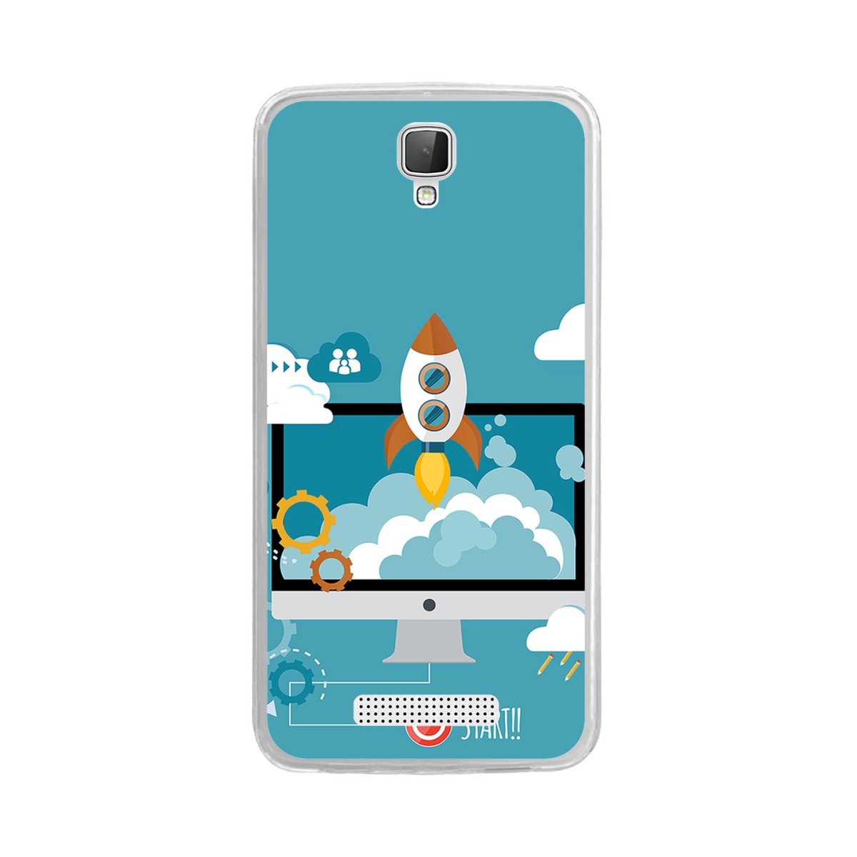 Funda Gel Tpu para Zte Blade L5 / L5 Plus Diseño Cohete Dibujos