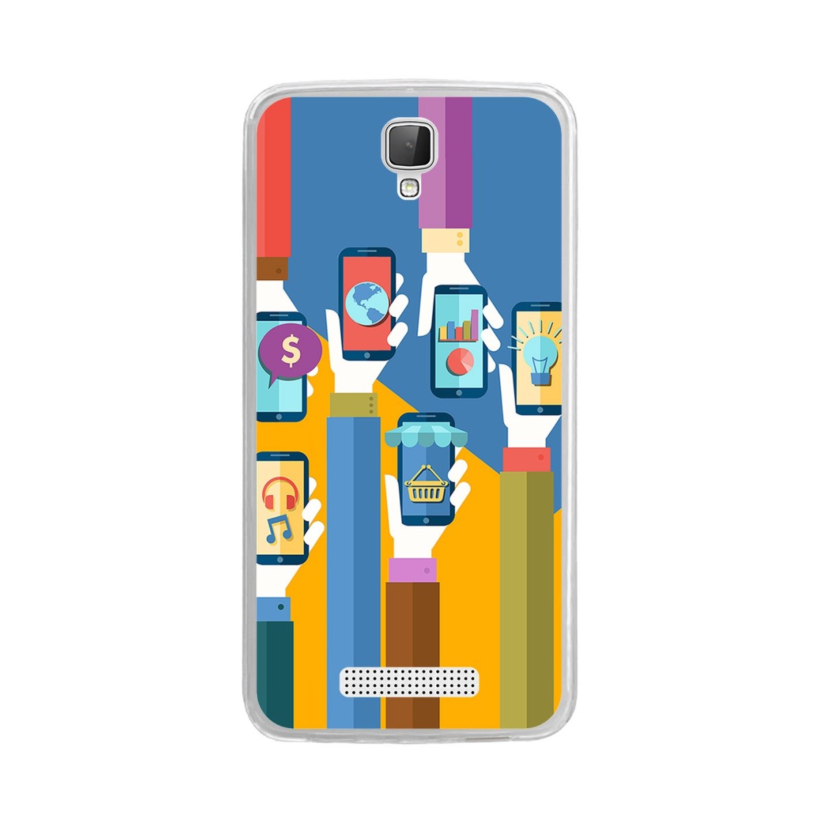 Funda Gel Tpu para Zte Blade L5 / L5 Plus Diseño Apps Dibujos