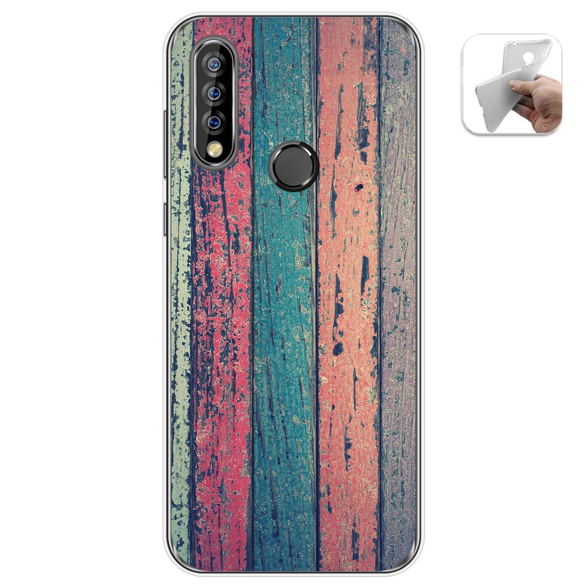Funda Gel Tpu para Oukitel C17 Pro diseño Madera 10 Dibujos