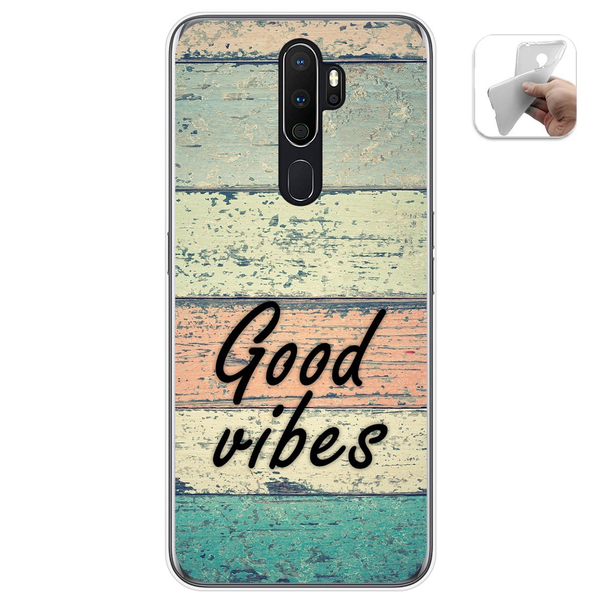 Funda Gel Tpu para Oppo A5 2020 diseño Madera 01 Dibujos