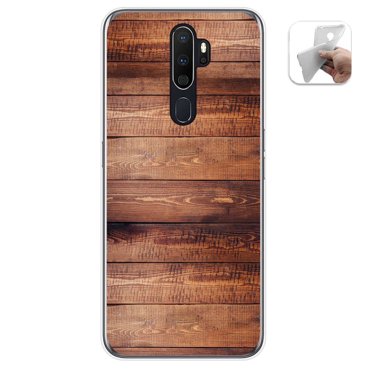 Funda Gel Tpu para Oppo A5 2020 diseño Madera 02 Dibujos