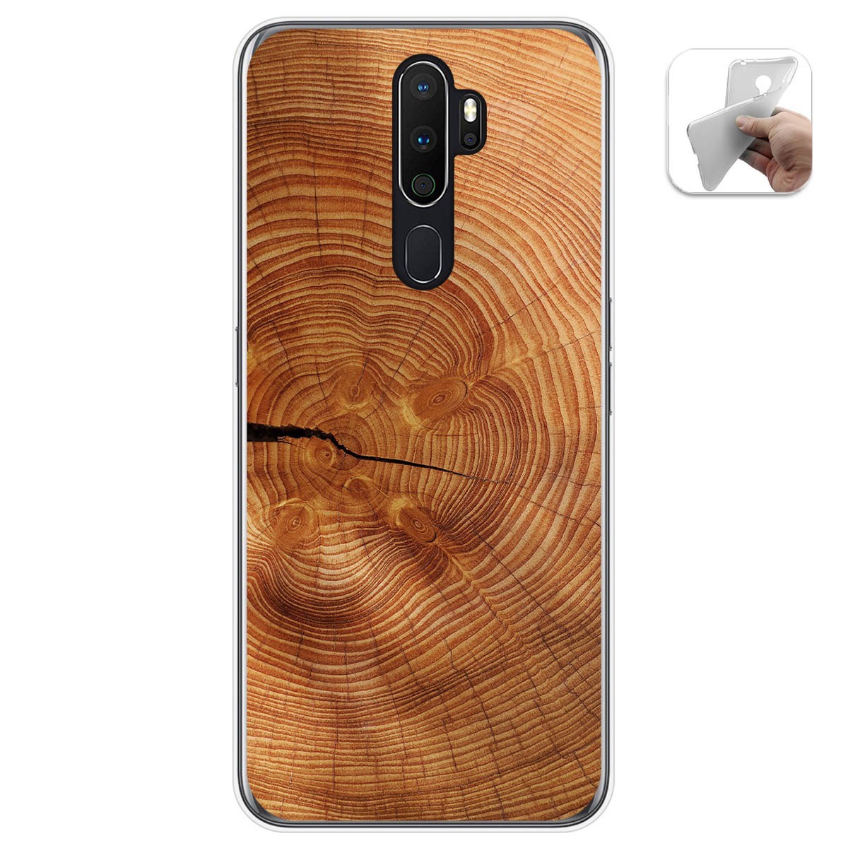 Funda Gel Tpu para Oppo A5 2020 diseño Madera 04 Dibujos