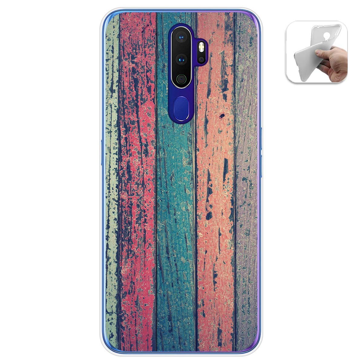 Funda Gel Tpu para Oppo A9 2020 diseño Madera 10 Dibujos