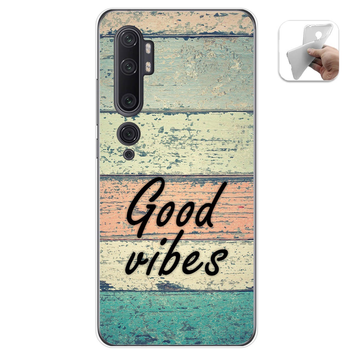 Funda Gel Tpu para Xiaomi Mi Note 10 diseño Madera 01 Dibujos