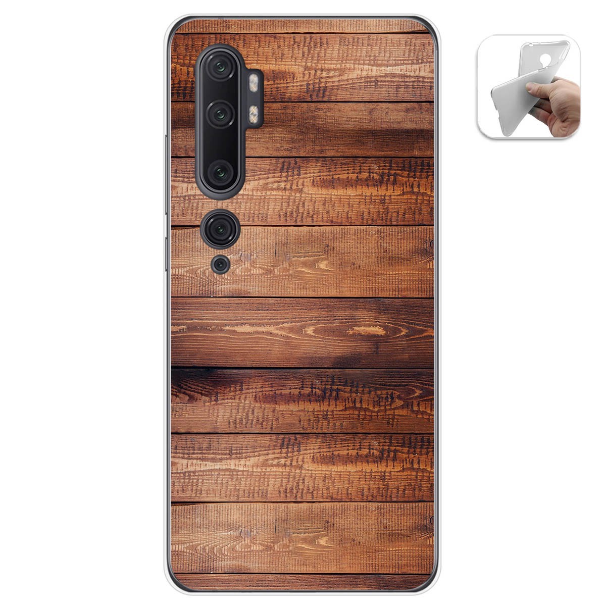 Funda Gel Tpu para Xiaomi Mi Note 10 diseño Madera 02 Dibujos