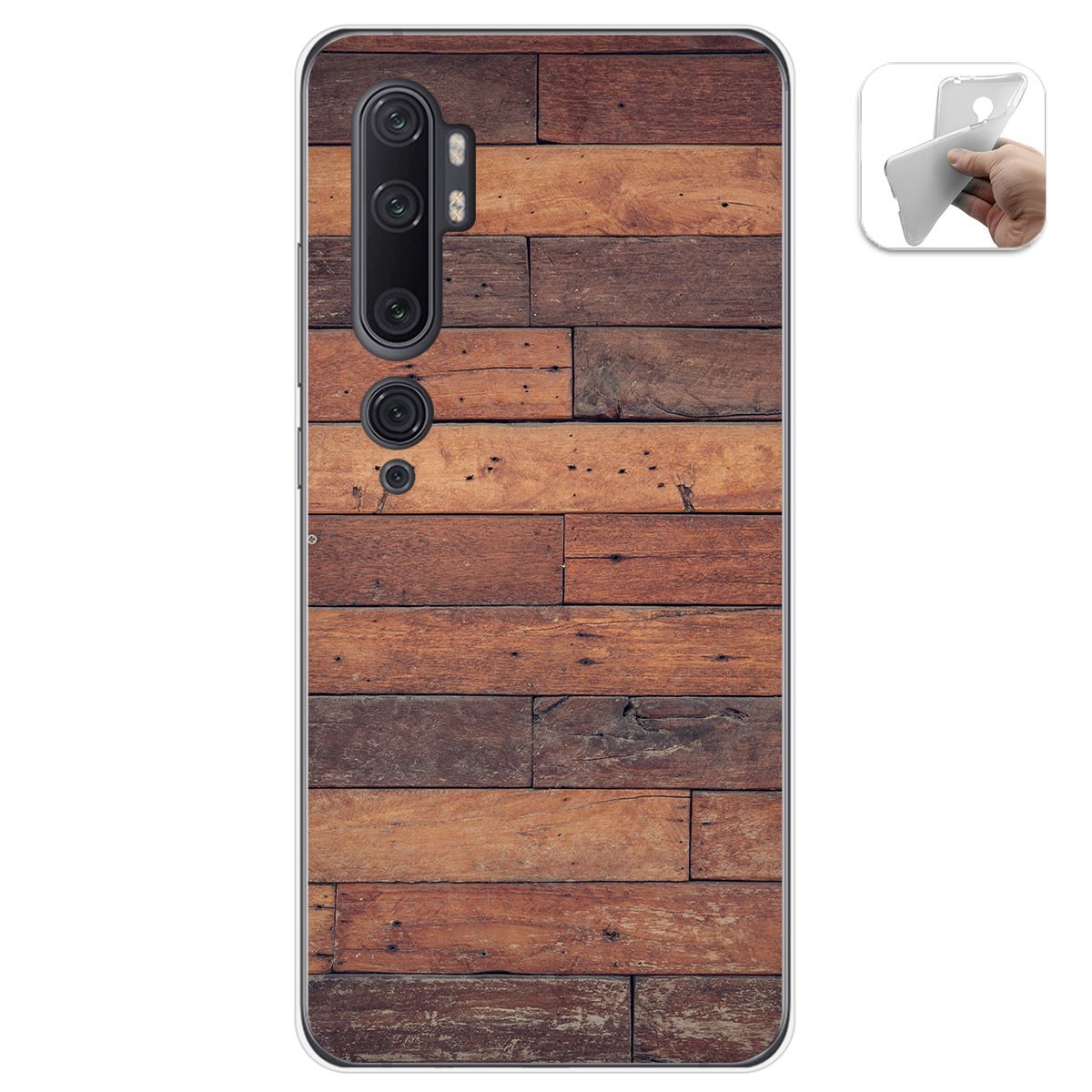 Funda Gel Tpu para Xiaomi Mi Note 10 diseño Madera 03 Dibujos
