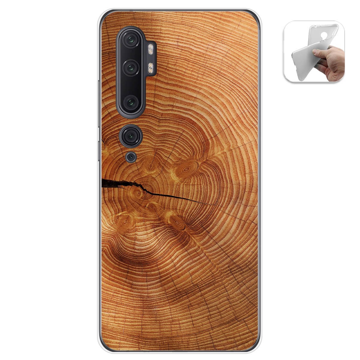 Funda Gel Tpu para Xiaomi Mi Note 10 diseño Madera 04 Dibujos