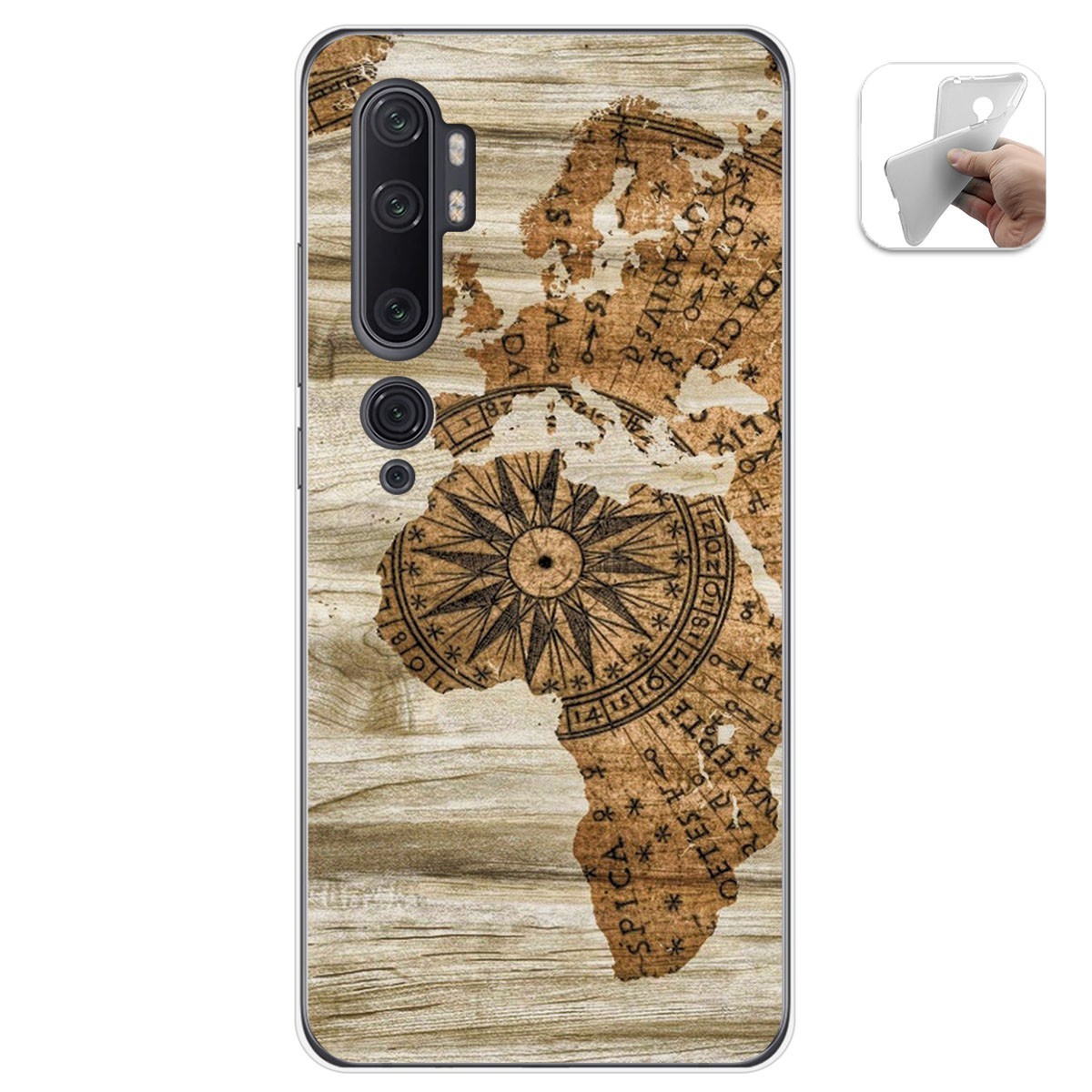 Funda Gel Tpu para Xiaomi Mi Note 10 diseño Madera 07 Dibujos