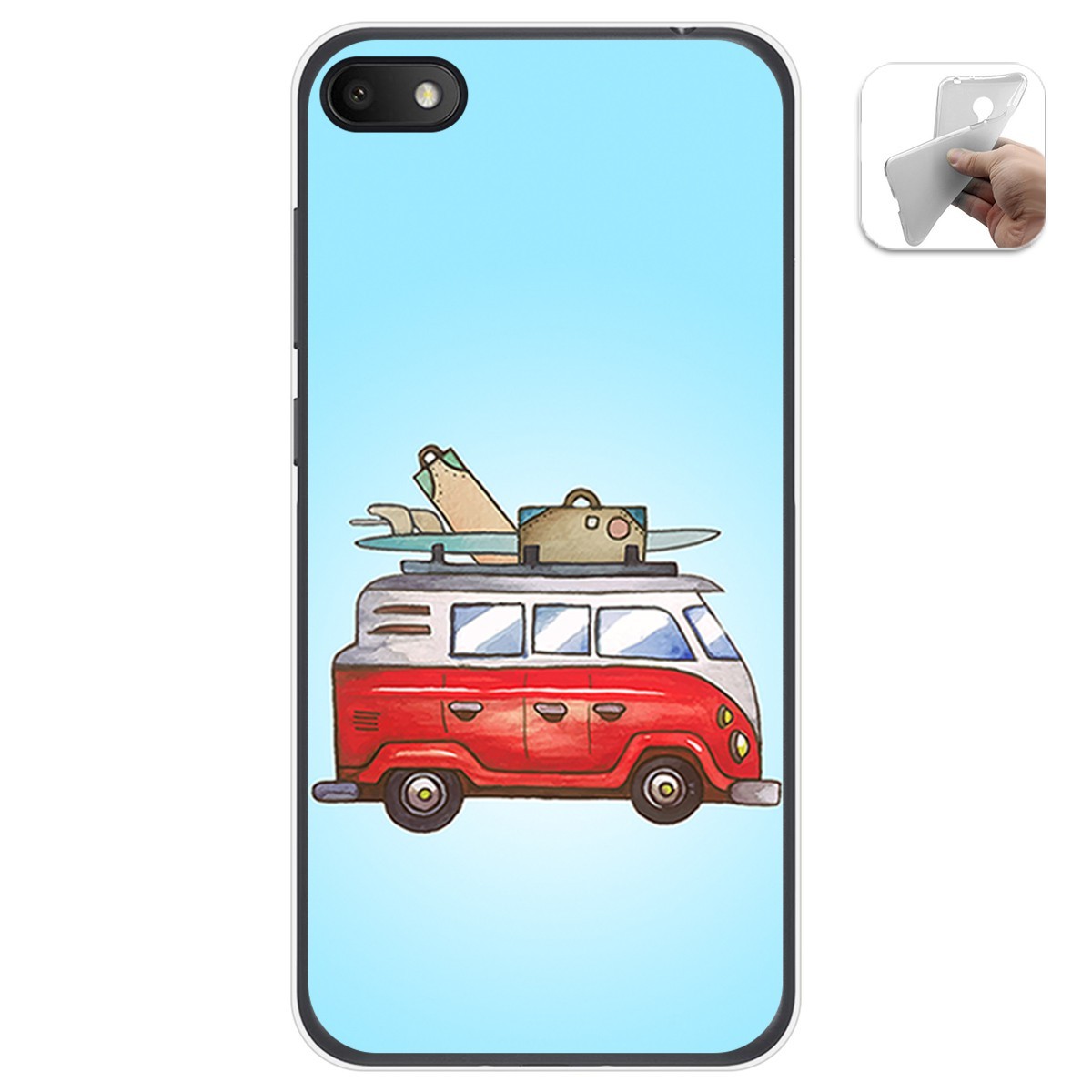 Funda Gel Tpu para Alcatel 1V 2019 diseño Furgoneta Dibujos