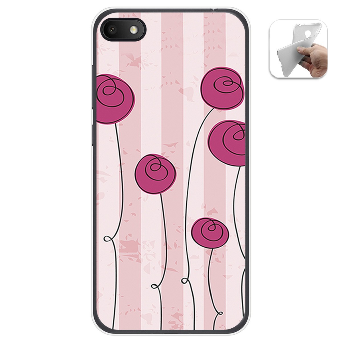 Funda Gel Tpu para Alcatel 1V 2019 diseño Flores Vintage Dibujos