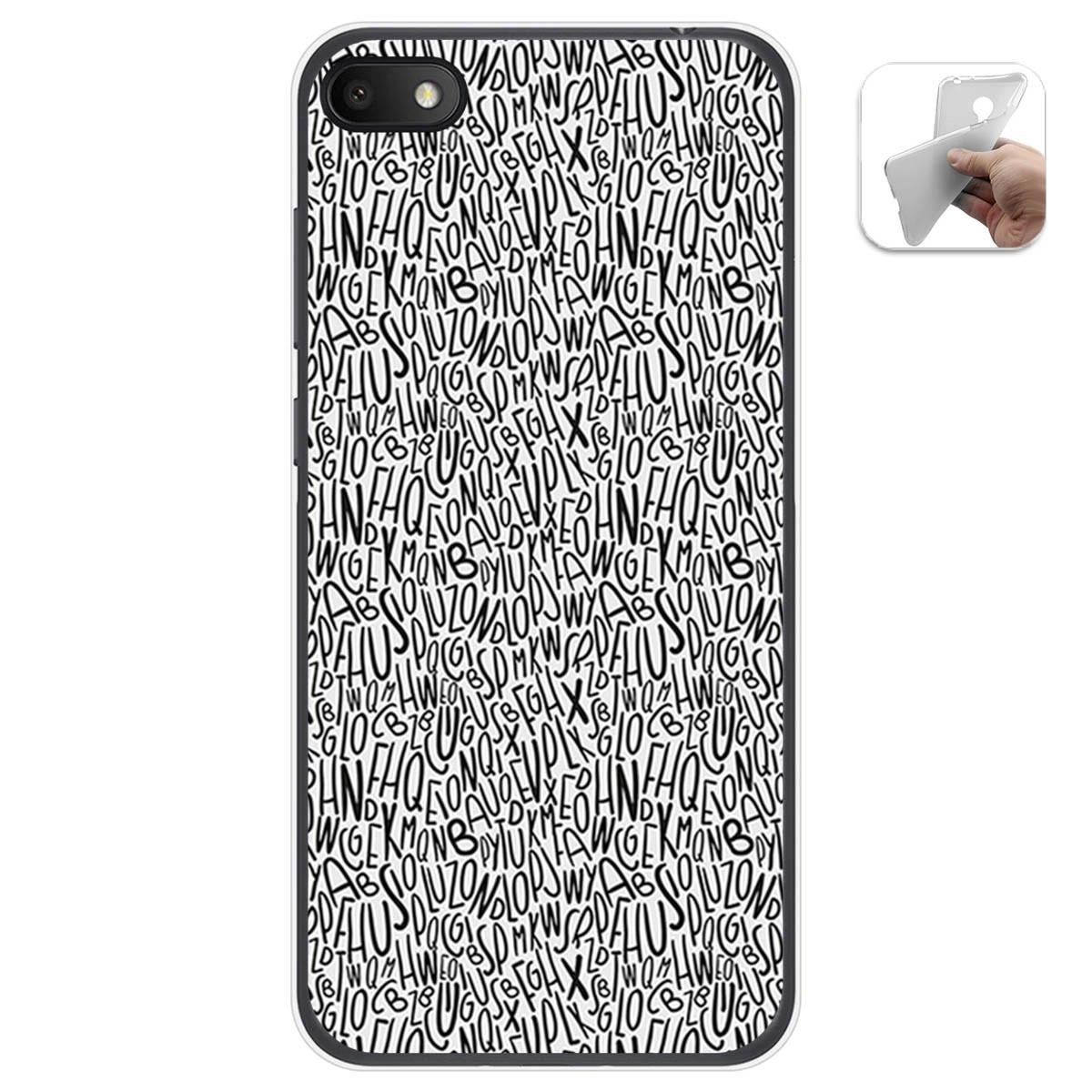 Funda Gel Tpu para Alcatel 1V 2019 diseño Letras Dibujos