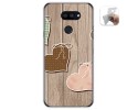 Funda Gel Tpu para Lg K40S diseño Corazones Madera Dibujos