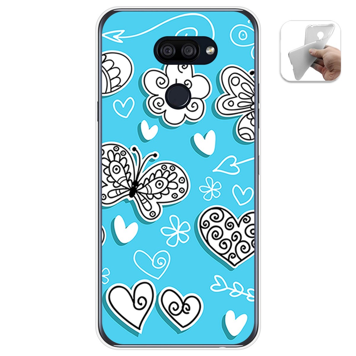 Funda Gel Tpu para Lg K40S diseño Mariposas Dibujos