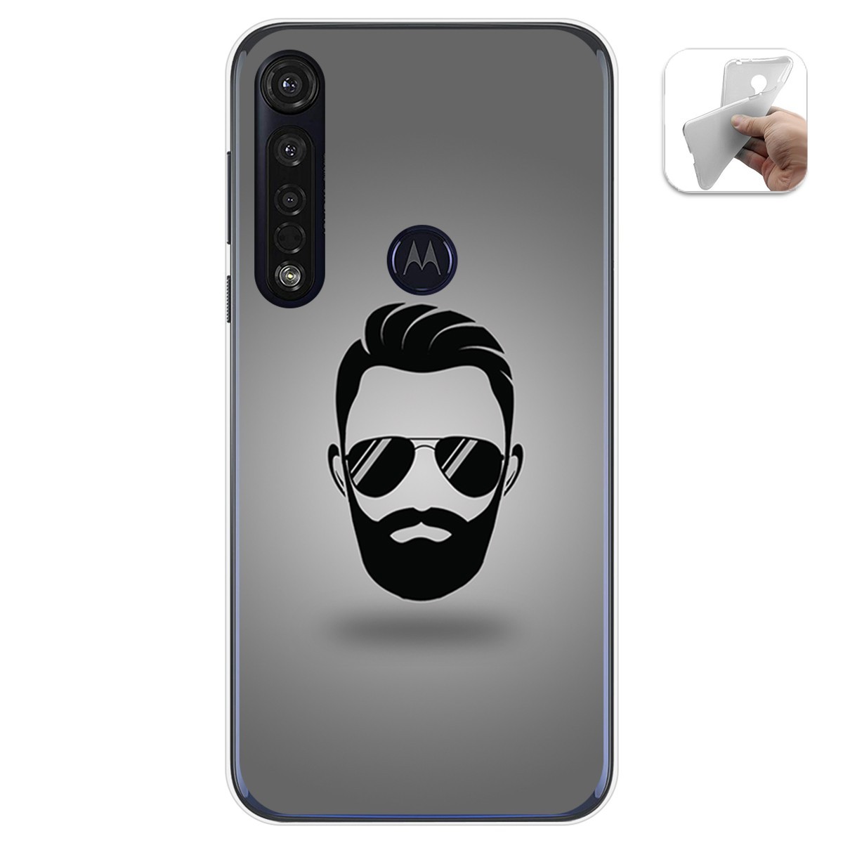 Funda Gel Tpu para Motorola Moto G8 Plus diseño Barba Dibujos