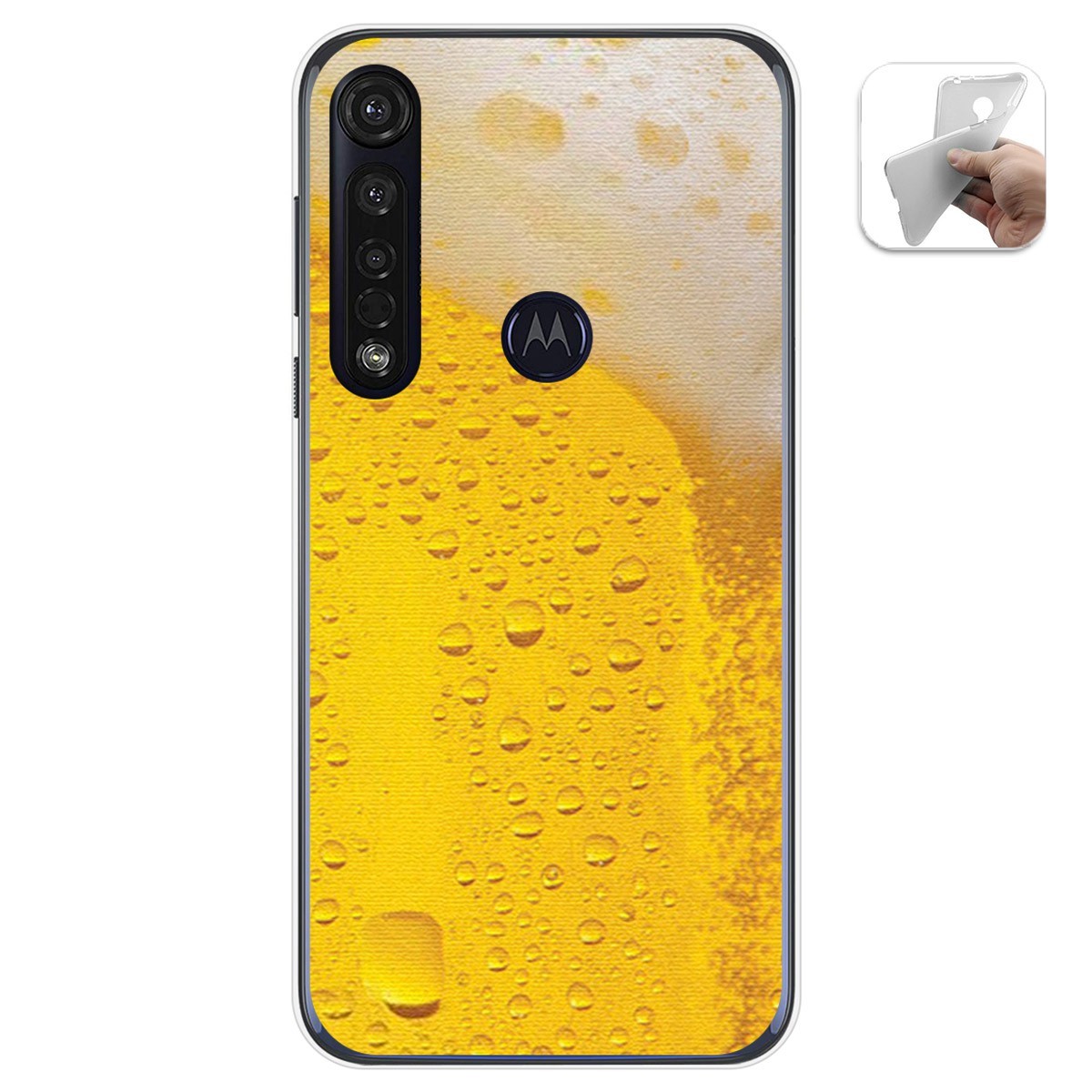 Funda Gel Tpu para Motorola Moto G8 Plus diseño Cerveza Dibujos