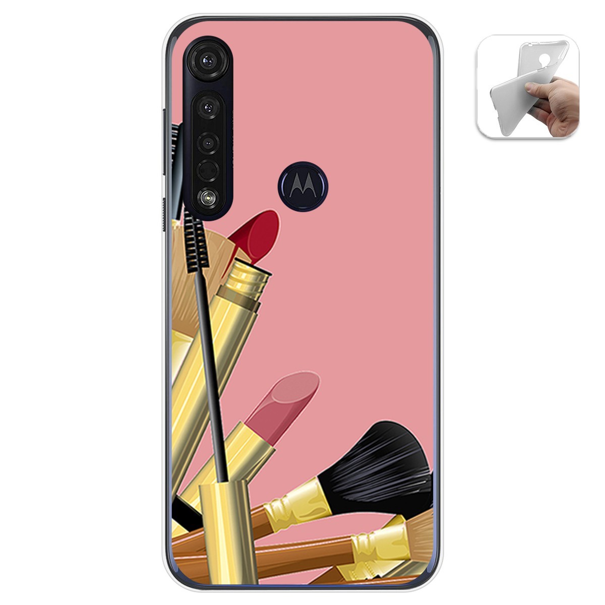 Funda Gel Tpu para Motorola Moto G8 Plus diseño Brochas Dibujos