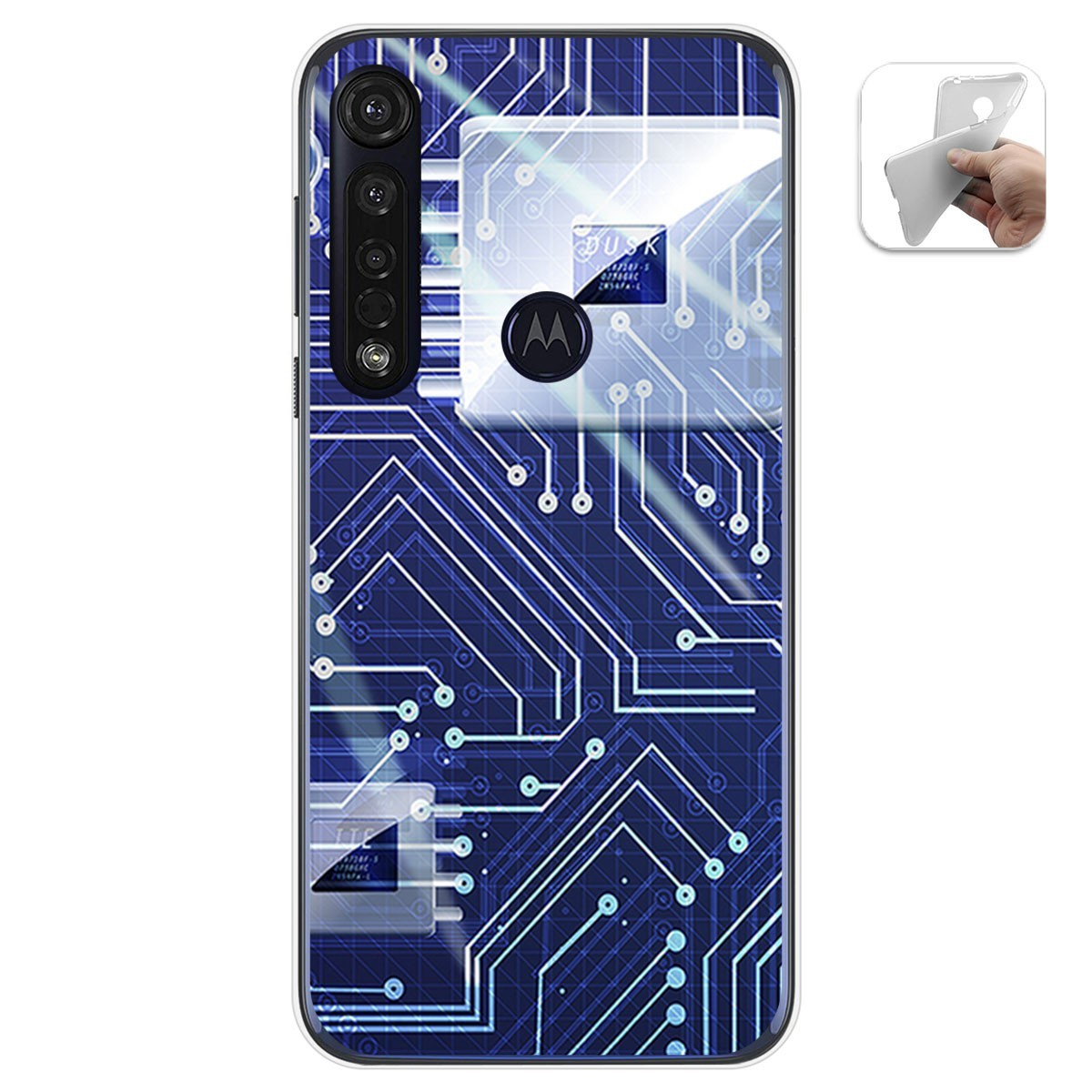 Funda Gel Tpu para Motorola Moto G8 Plus diseño Circuito Dibujos