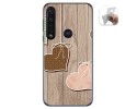 Funda Gel Tpu para Motorola Moto G8 Plus diseño Corazones Madera Dibujos